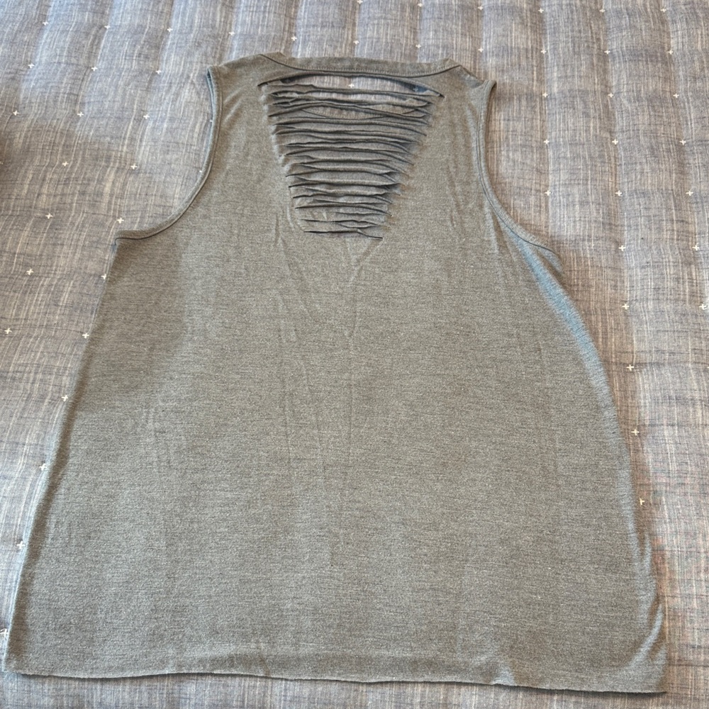 Gray Prince Tank Top with Purple and Cream Dove Design - Picture 3 of 3